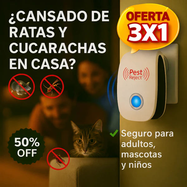 Repelente Ultrasónico Pro- Adiós a plagas sin químicos ni olores.